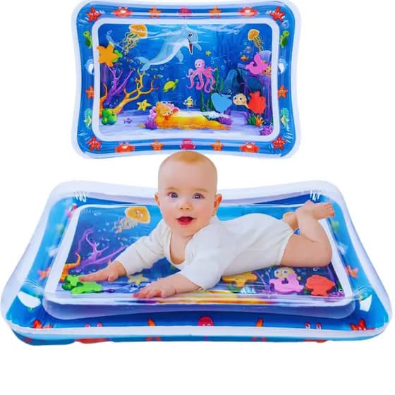 Tapete de Água Inflavel Interativo para Bebês Brinquedo Sensorial Tummy Time Oceano
