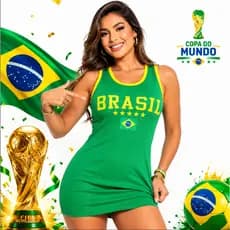 Vestido Tubinho Feminino Ribana Verde Brasil Curto Regata Estampado Copa do Mundo Seleção