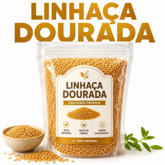 Semente de Linhaça Dourada Premium Natural Granel Ômega 3 Fibras Dieta Saúde Fit