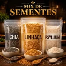 Mix de Sementes Linhaça + Chia + Psyllium Rico em Fibras Dieta Low Carb Fitness
