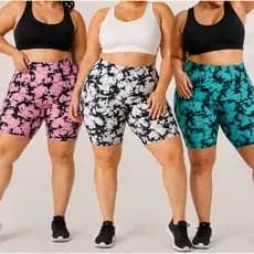 Bermuda Feminina Plus Size Suplex Estampada Tamanho Único Cintura Alta Tecido Reforçado