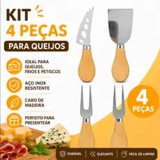 Kit 4 Kit Utensilios p/Queijos e Frios Garfo Faca Espatula Petiscos Petisqueira