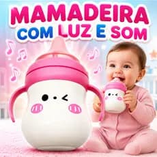 Mamadeira Rosa Infantil Bebê c/ Música Luz Som Interativo a Pilha