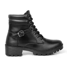 Bota Coturno Feminino Salto Alto Cano Liso Curto Tratorado Confortável Estiloso