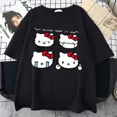 Camiseta Anime Hello Kitty The Human Mood Is Mixed Tumblr Unissex PLUS SIZE
