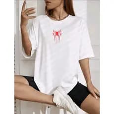 Camisa Camiseta Aranha Oversized Feminina 100% Algodão Estampada - Tendencia 2025