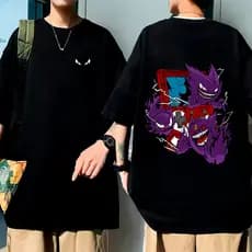 Blusa Streetwear Gengar Retro Roxo Frente e Costas