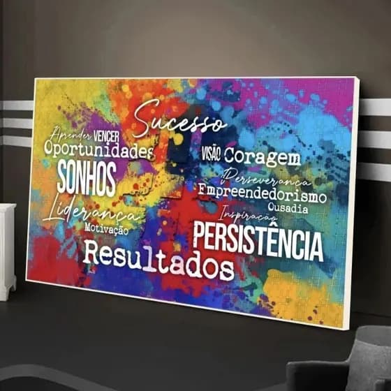 QUADRO DECORATIVO ARTE MODERNA ESCRITÓRIO DISCIPLINA SONHOS PERSISTENTE E RESULTADO