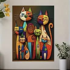 Quadro Decorativo gatos gatinhos fofos colorido