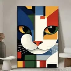 Quadro Decorativo Gato gatinho abstrato colorido