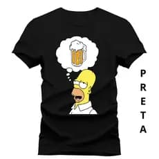 Camiseta Unissex Hommer Simpsons Pensando Em Beber Cerveja Blusa Envio Imediato Camisa 100% Algodão