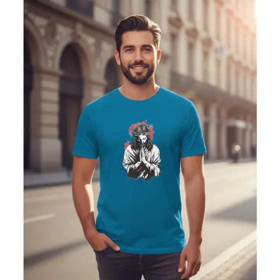 Camiseta Unissex Jesus Cristo Estampada Religiosa Fe Catolica Casual Confortavel Urbana Chic Moderna