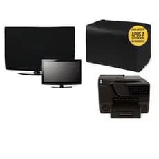 Kit Capa para Monitor 20 Polegadas e Capa para Impressora HP 8600 Preta Impermeável
