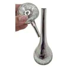 1 Vaso Bola Grande Decorativo De Vidro Prateado Craquelado #3760815100