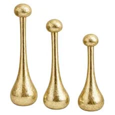 3 Vasos Decorativos Bola Garrafa De Vidro Dourado Craquelado