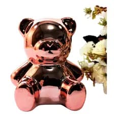 Estatueta Escultura Decorativa Urso Cromado Brilhante