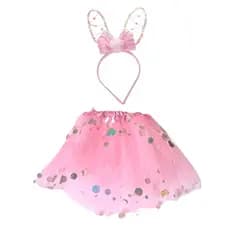Páscoa Fantasia Infantil Rosa Kit (Saia Bolinhas + Tiara Candy)