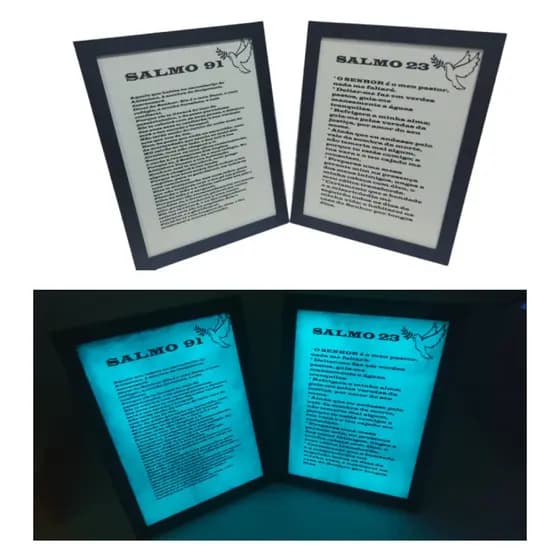Quadros decorativos que brilham no escuro Salmos 23 e 91 para Prosperidade e Proteção da sua casa