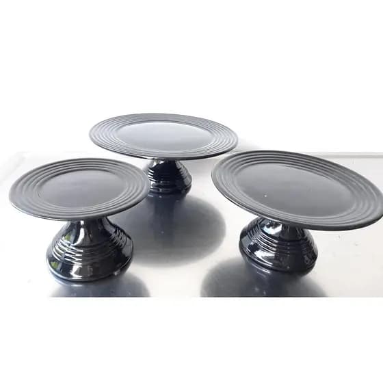 Trio de boleira romana baixa preta