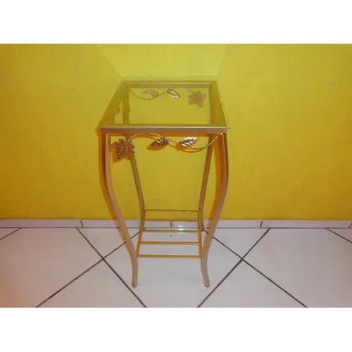 Aparador Ferro Quadrado 30cm X 30cm Com Vidro  Detalhe Folha