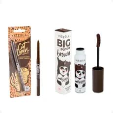 Kit Brown Lapis de olho retrátil + Rimel Marrom Vizzela