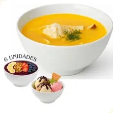 06 Tigelas Cumbuca Resistente 400ml Melamine Caldo Sopa Açaí Sorvete Sobremesa