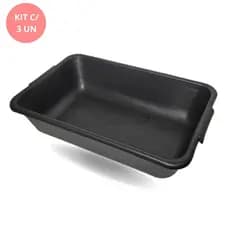 Kit 3 Caixas Bandeja Multiuso Obra Argamassa Horta Pet Resistente