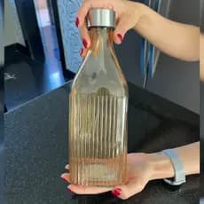 Garrafa De Vidro Quadrada Para Geladeira 1Litro Decoração Agua Scotch Drink Amarelo Ambar