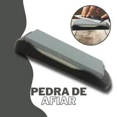 Pedra Afiar Amolar Facas  Canivetes Lâminas Amolador Afiador Com Suporte Dupla Face