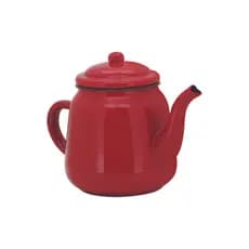 Bule 1 Litro Café Chaleira Esmaltado Vermelho Vintage Rústico