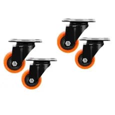 Conjunto 4 Rodinhas 50mm Capacidade 100 kg Rodízios Giratórias e Fixas - Para Carrinhos e Móveis