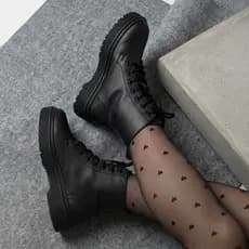 Coturno Feminino Preto Militar Inverno Bota Blogueiras
