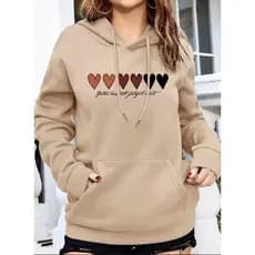 Moletom Coração Moletom Feminino Personalizado Corações Inverno Moletom Canguru