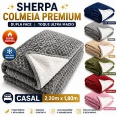 Manta Com Sherpa Casal Estilo Colmeia Dupla Face Cobertor Soft Premium 2,20x1,80