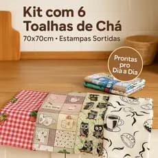 Kit 6 Toalhas De Chá Para Fogão e Microondas 70x70cm