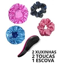 KIT HÊLLO BOA NOITE  2 XUXINHAS + 2 TOUCAS (CETIN) + 1 ESCOVA MÁGICA