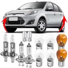 Kit Lampada Para Farol e Lanterna Traseira Fiesta Hatch 2008 09 10 11 12 13 2014 Comum Halogena Jogo