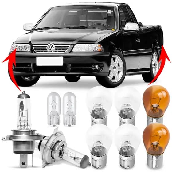 Kit Lampada Para Farol e Lanterna Traseira Saveiro G3 2001 2002 2003 2004 2005 Comum Halogena Jogo Foco Simples