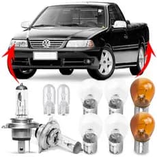 Kit Lampada Para Farol e Lanterna Traseira Saveiro G3 2001 2002 2003 2004 2005 Comum Halogena Jogo Foco Simples