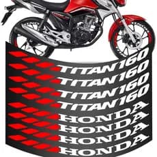 Kit 8 Adesivo Roda Titan 160 Grande Moto Vermelho Colante