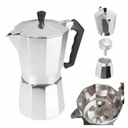 Cafeteira Italiana Alumínio 3 Xícaras Aço Decorada Top Cafeteira Rápida