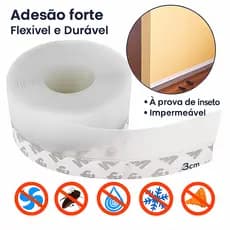 Kit Fita Adesiva Veda Fresta 5 metros Vedação de Portas e Janelas 5M x 35mm Flexível barata e insetos nao entram