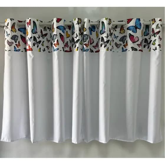 Cortina Decorativa Borboleta Sala/Quarto 2,80x1,20 Cortina Estampada Cortina Cozinha