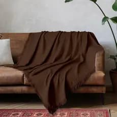 Manta Para Sofa e Cama Decorativa 1,40m x 1,70m Viena Lisa 100% Algodão Marrom