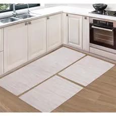 Kit Tapete Cozinha Genova Geométrico 3 Peças Moderno  Antiderrapante Antialérgico Antiácaro