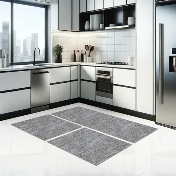 Kit Tapete De Cozinha Antiderrapante Tenerife Preto