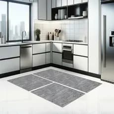 Kit Tapete De Cozinha Antiderrapante Tenerife Preto