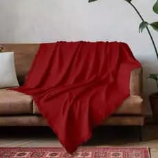 Manta Para Sofa e Cama Decorativa 1,50m x 1,20m 100% Algodão Vermelha Qualidade e Conforto Textil