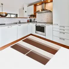 Kit Tapetes de Cozinha 3 Peças Bruxelas Antiderrapante Caramelo