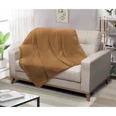 Manta Para Sofá Decorativa Artesanal Viena 150x120 Caramelo Desenho Liso Antialérgico Antiácaro